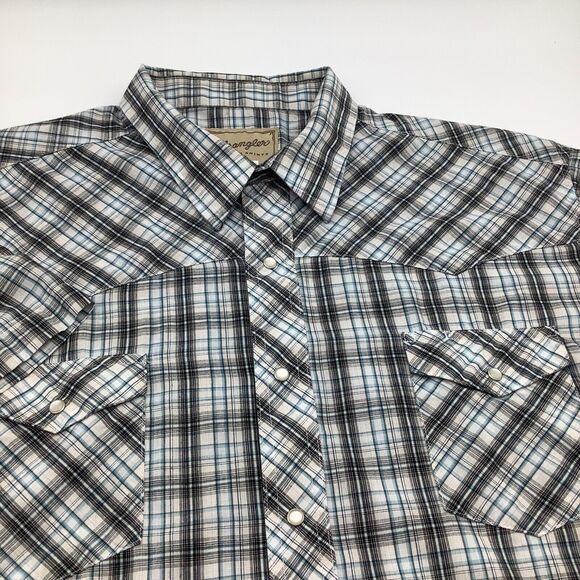 Wrangler Mens Long Sleeve Pearl Snap Shirt Plaid Size 3XL - Picture 1 of 6